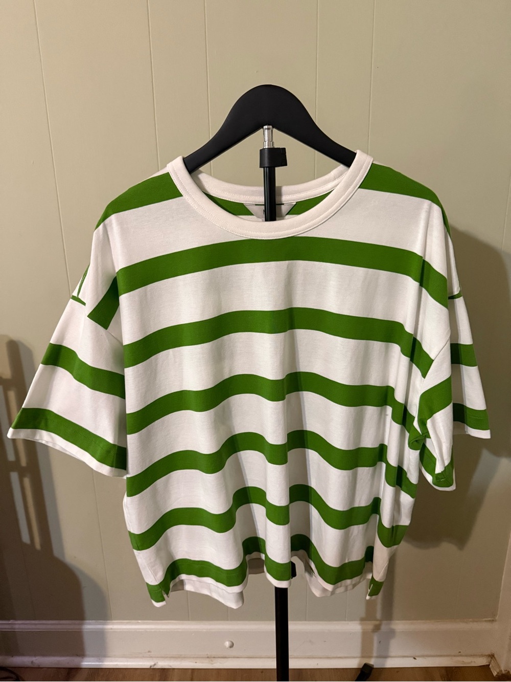 Women’s Green & White Striped Tee